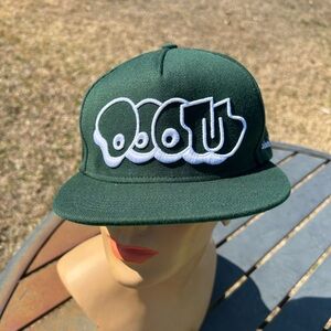 MF DOOM “THROW 25” Green Flat Brim Snapback Hat Embroidered Hip-Hop Cap